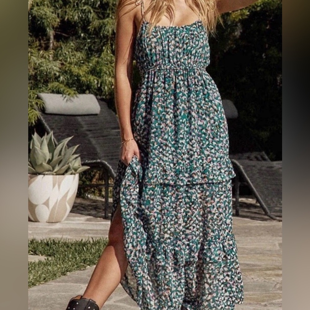NWT $198 Saltwater Luxe Graceland Maxi Deep Sea Dress Anthropologie Size XS